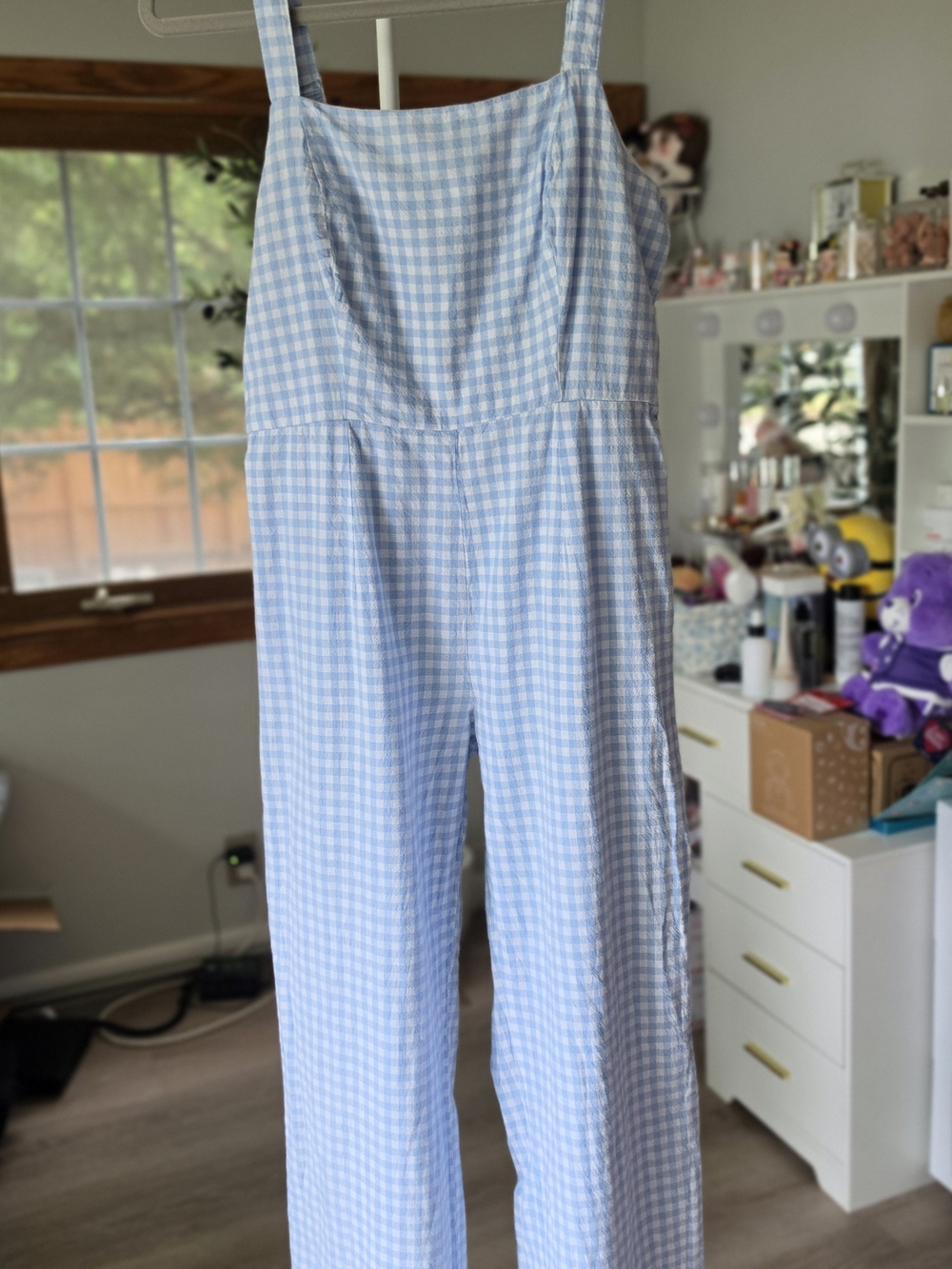 Jessica Simpson Light Blue Gingham Jumpsuit